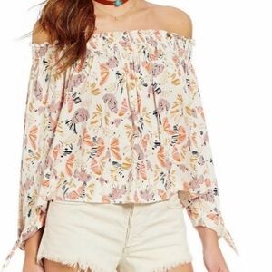 We The Free People Lexington Floral Off The Shoulder Peasant Prarie Boho Small